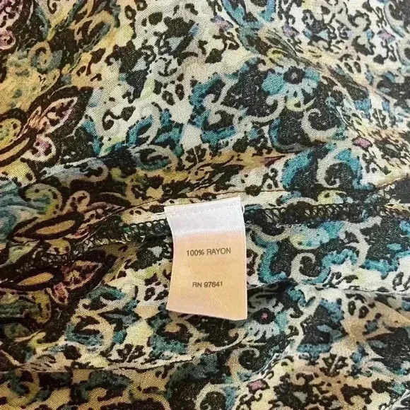 J. JILL Blouse Top Tunic Shirt Boho Blue Lightweight Split Neck Size Large - Picture 5 of 5